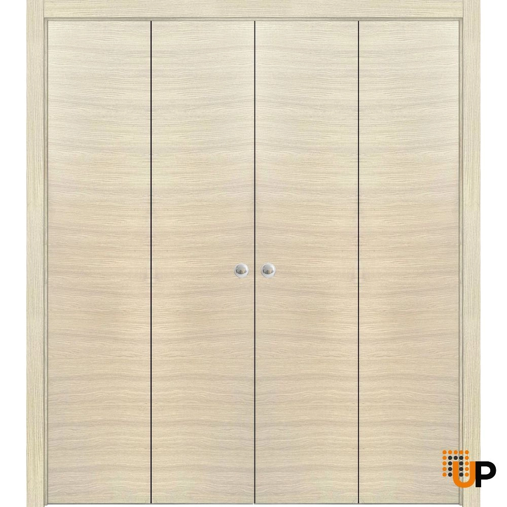 4 folding panels solid wood with honeycomb sliding modern interior bi-fold double door | Planum 0010 Natural Veneer | 72 x 80 (4* 18x80) photo#1