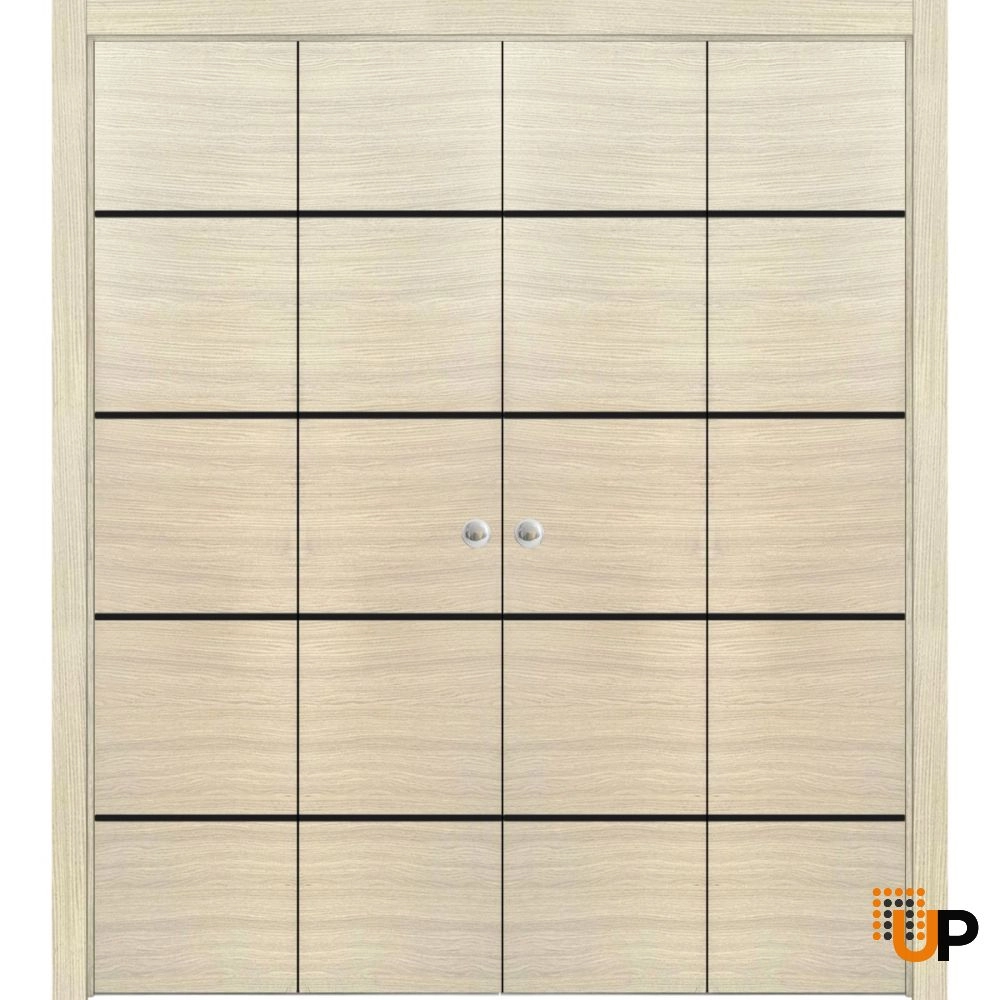 4 folding panels solid wood with honeycomb sliding modern interior bi-fold double door | Planum 0015 Natural Veneer | 72 x 80 (4* 18x80) photo#1