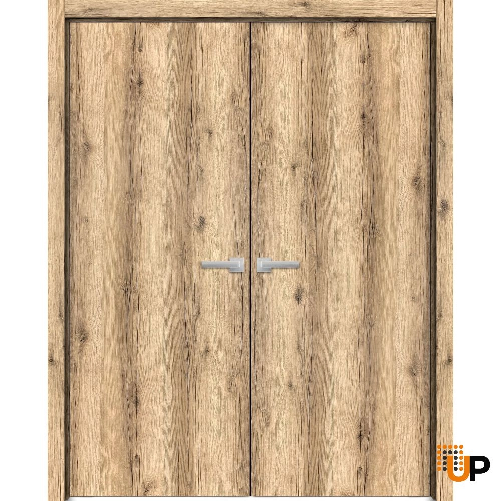 Double solid wood with honeycomb french interior swing double door | Planum 0010 Oak | 36 x 80 (2* 18x80) photo#1