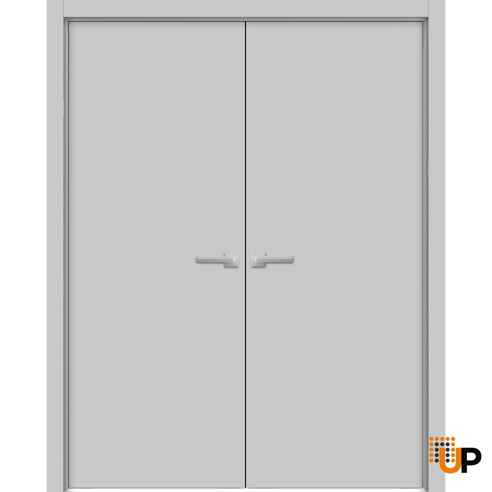 Double solid wood with honeycomb french interior swing double door | Planum 0010 Matte Grey | 36 x 80 (2* 18x80) photo#1