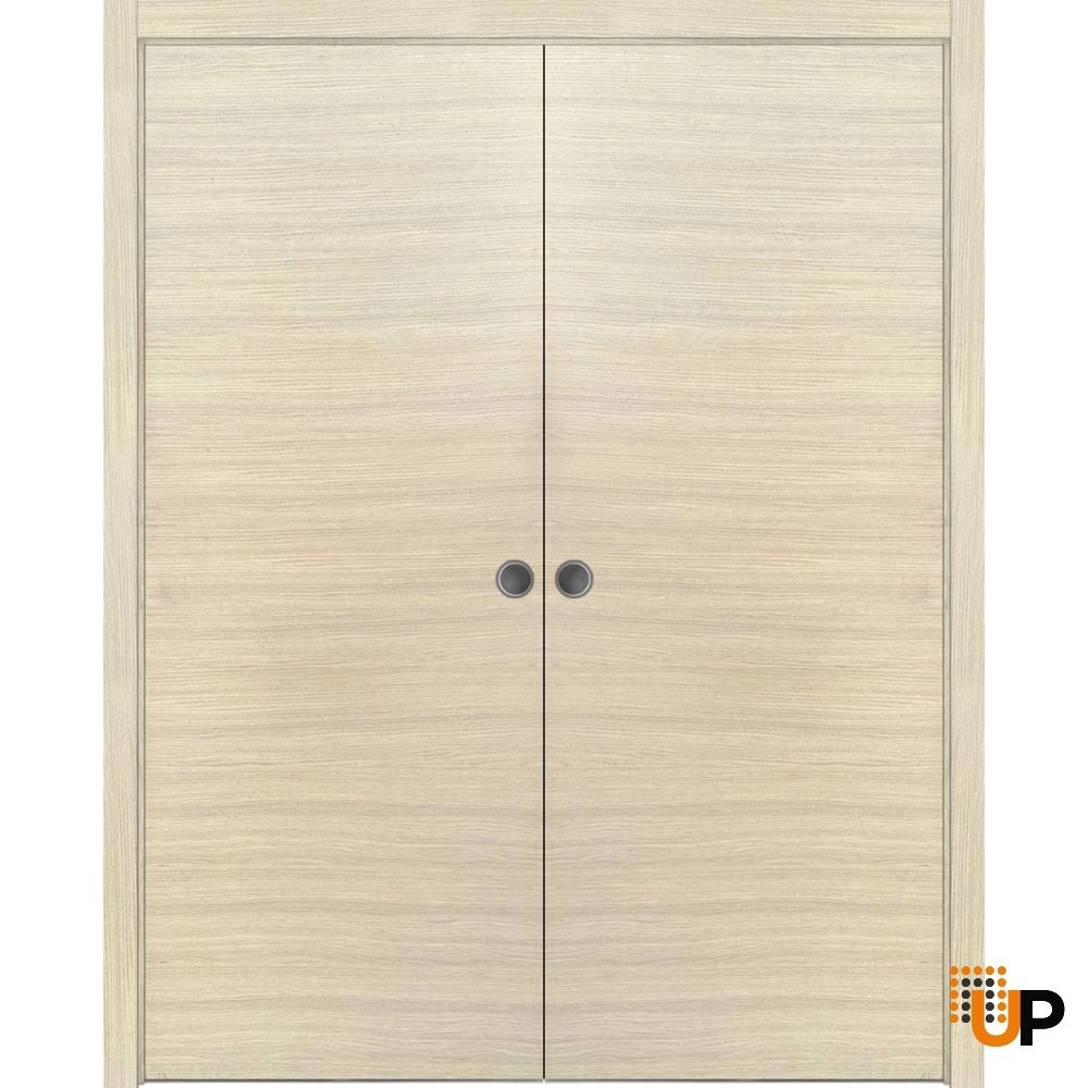 Double solid wood with honeycomb sliding modern interior pocket double door | Planum 0010 Natural Veneer | 36 x 80 (2* 18x80) photo#1