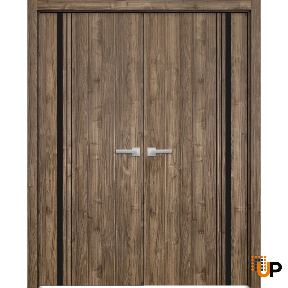 Double solid wood with honeycomb french interior swing double door | Planum 0011 Walnut | 36 x 80 (2* 18x80) photo#1