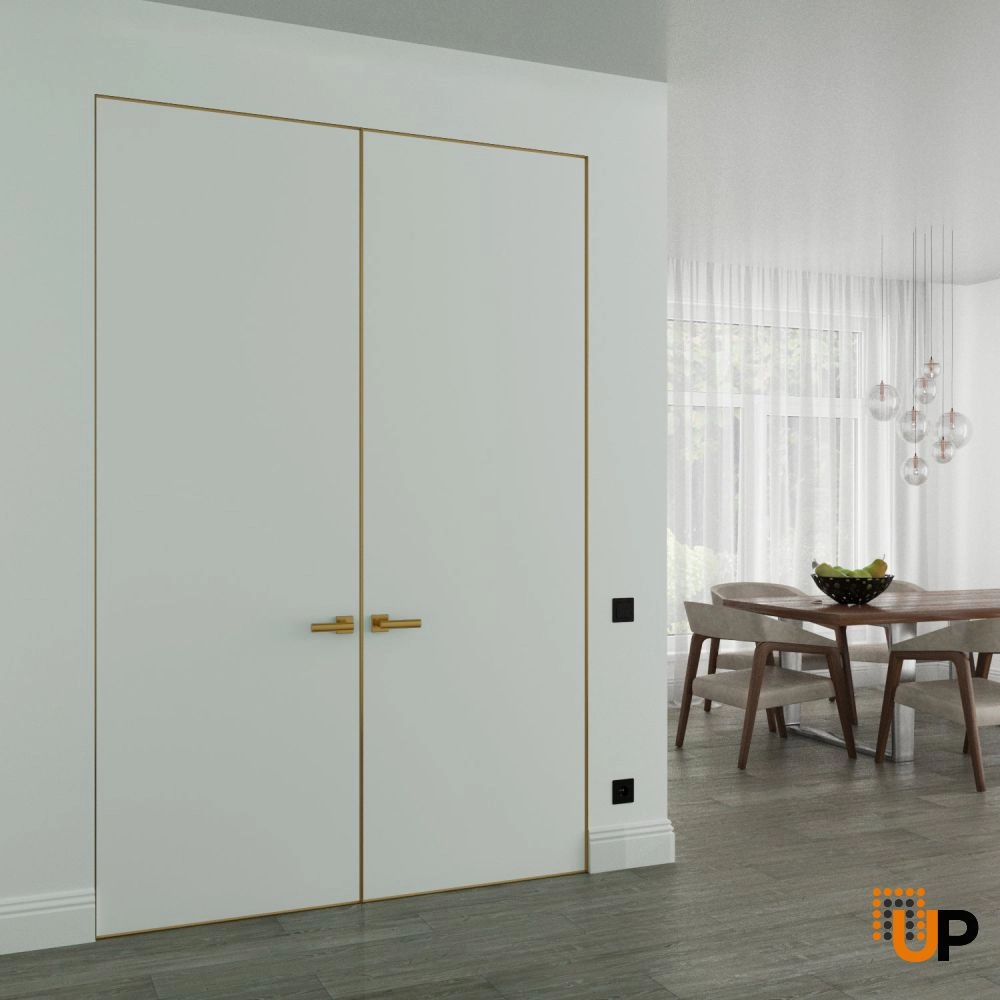 Flush wood with honeycomb interior hidden double door | Planum 0010 White | 36 x 80 (2* 18x80) in. photo#5