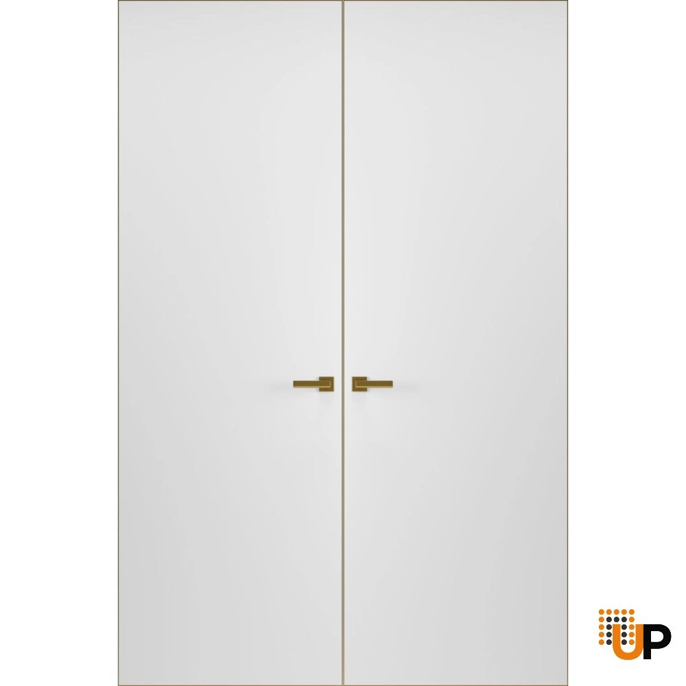 Flush wood with honeycomb interior hidden double door | Planum 0010 White | 72 x 84 (2* 36x84) in. photo#1