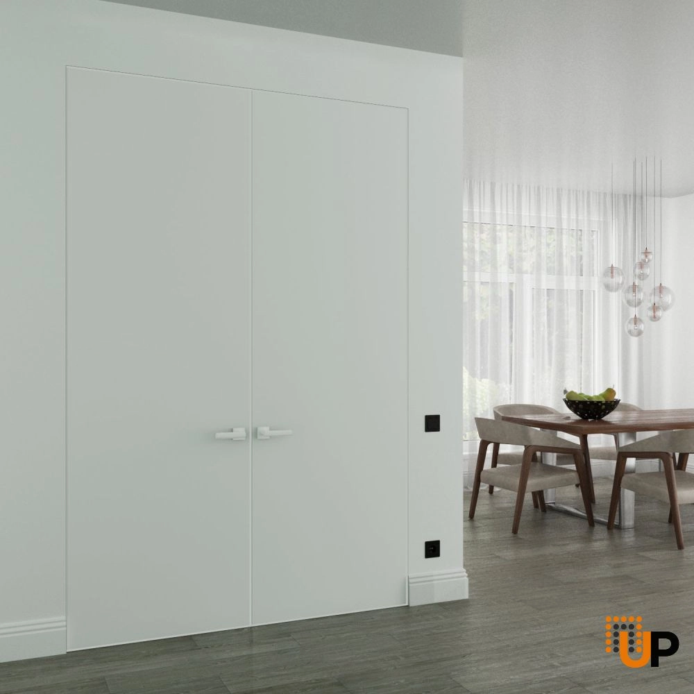 Flush wood with honeycomb interior hidden double door | Planum 0010 White | 36 x 80 (2* 18x80) in. photo#2