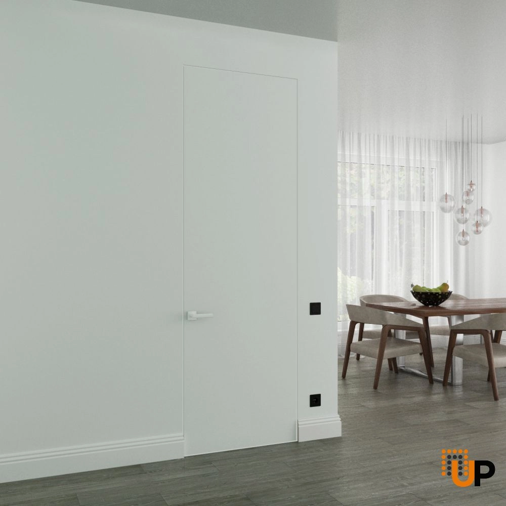 Flush wood with honeycomb interior hidden door | Planum 0010 White | 42 x 80 in. photo#2