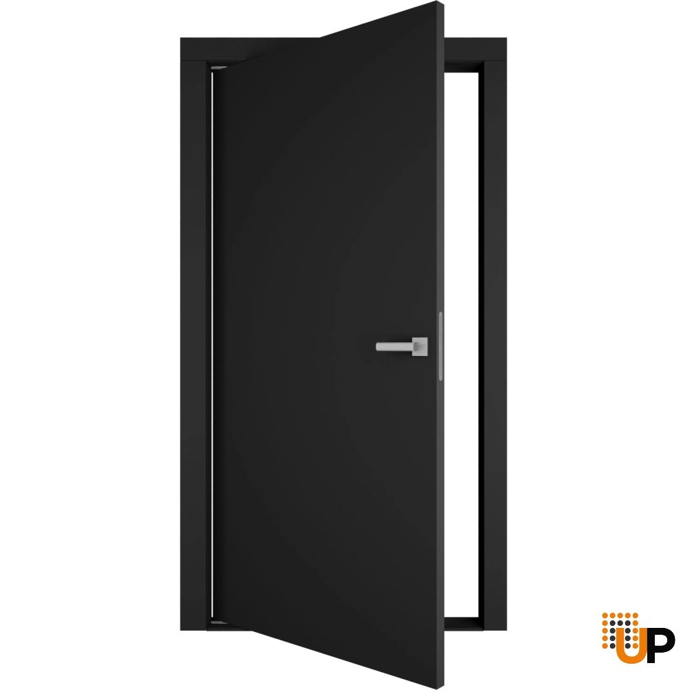 Single solid core pivot interior pivot doors | Planum 0010 Black Matte | 30 x 80 photo#1
