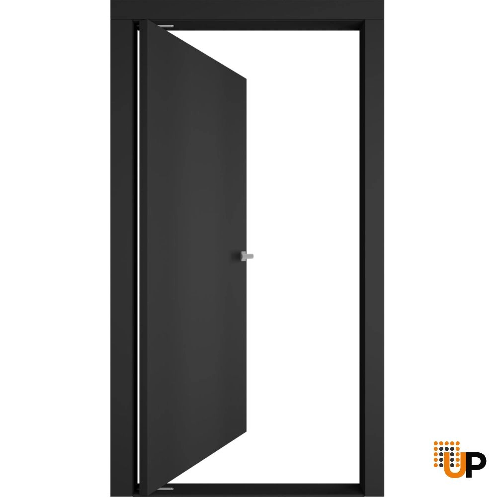 Single solid core pivot interior pivot doors | Planum 0010 Black Matte | 30 x 80 photo#2