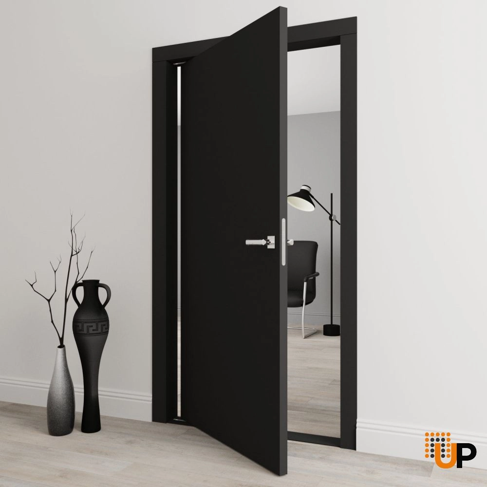 Single solid core pivot interior pivot doors | Planum 0010 Black Matte | 30 x 80 photo#3