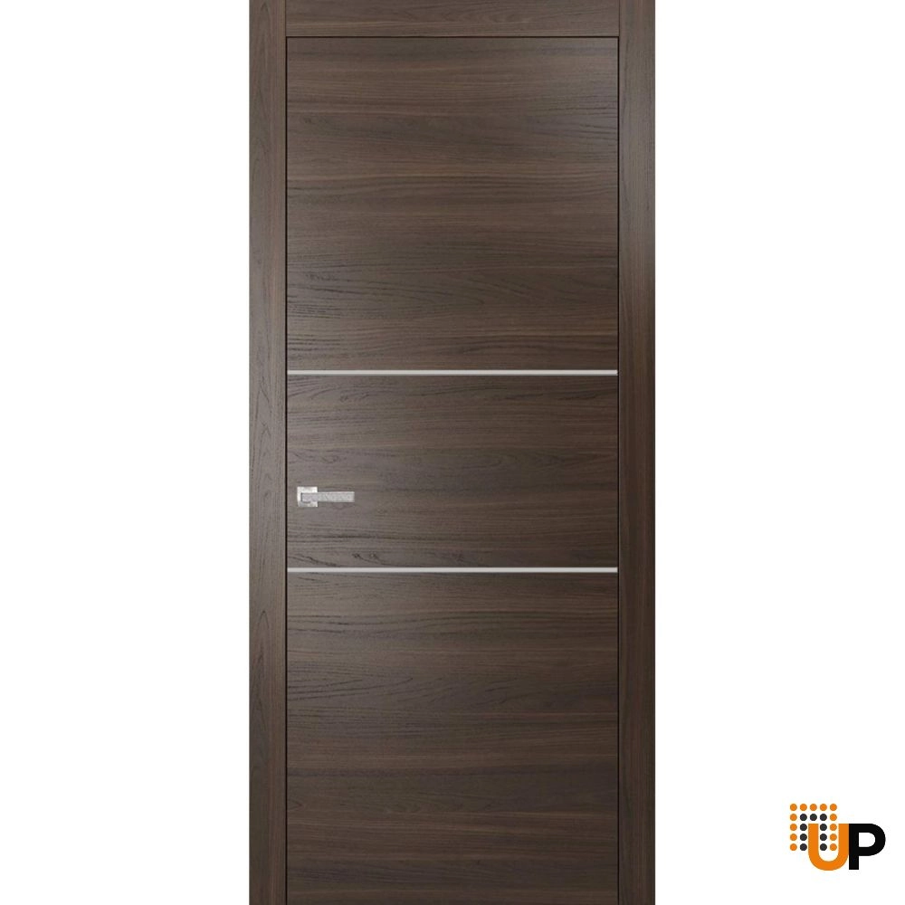 Single solid wood with honeycomb modern interior swing door | Planum 0110 Chocolate Ash | 18 x 80 photo#1