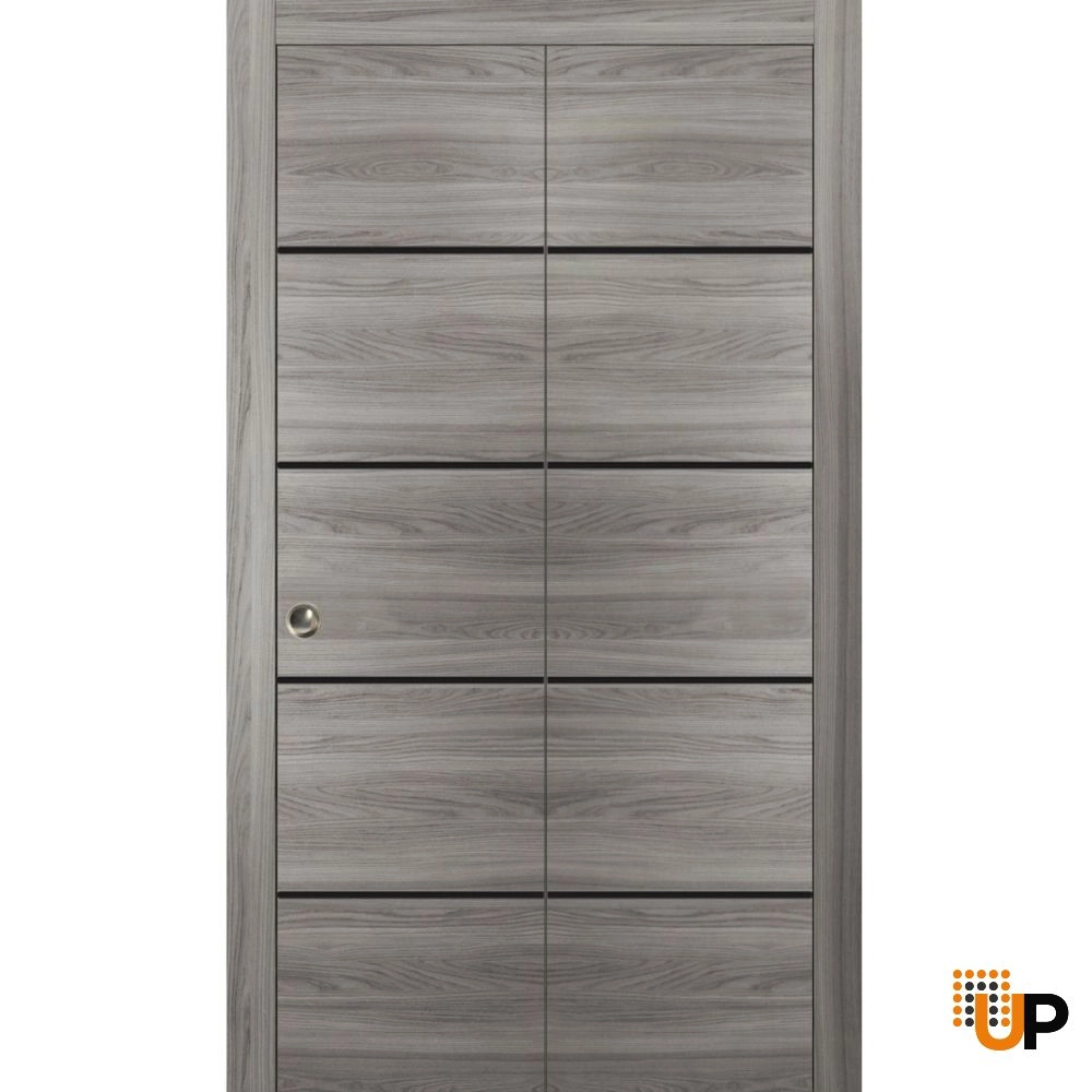 2 folding panels solid wood with honeycomb sliding modern interior bi-fold door | Planum 0015 Ginger Ash | 36 x 80 (2* 18x80) photo#1