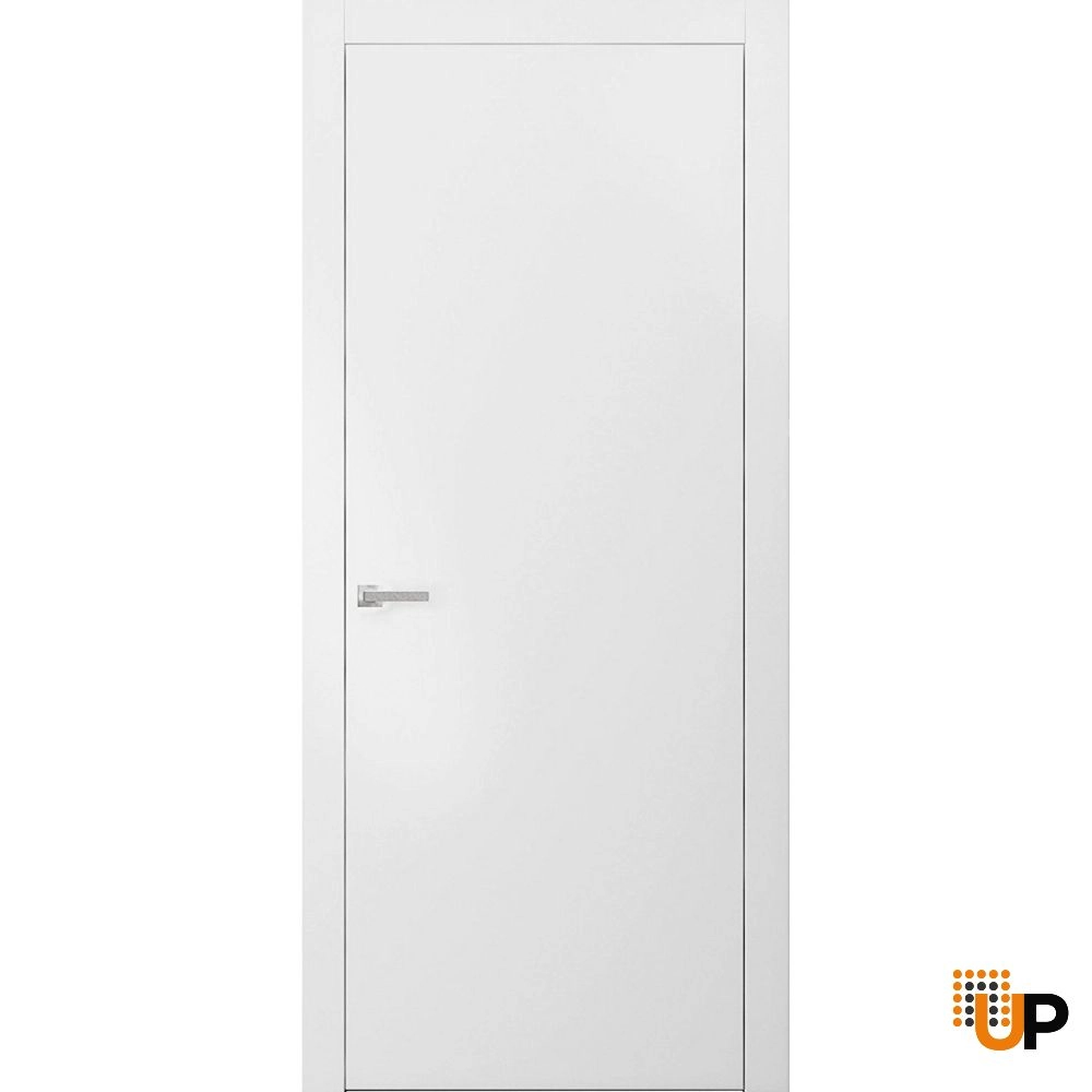 Single solid wood with honeycomb modern interior swing door | Planum 0010 White | 18 x 80 photo#1