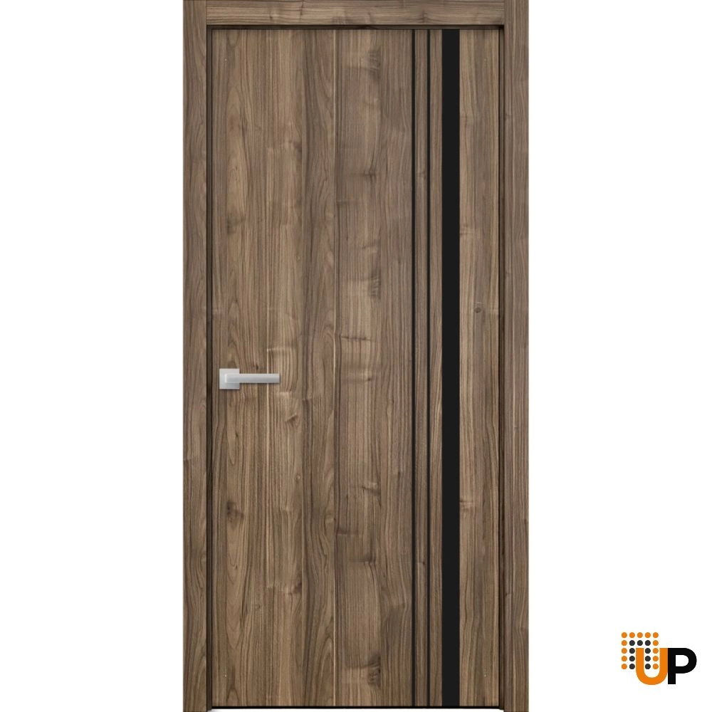 Single solid wood with honeycomb modern interior swing door | Planum 0011 Walnut | 18 x 80 photo#1
