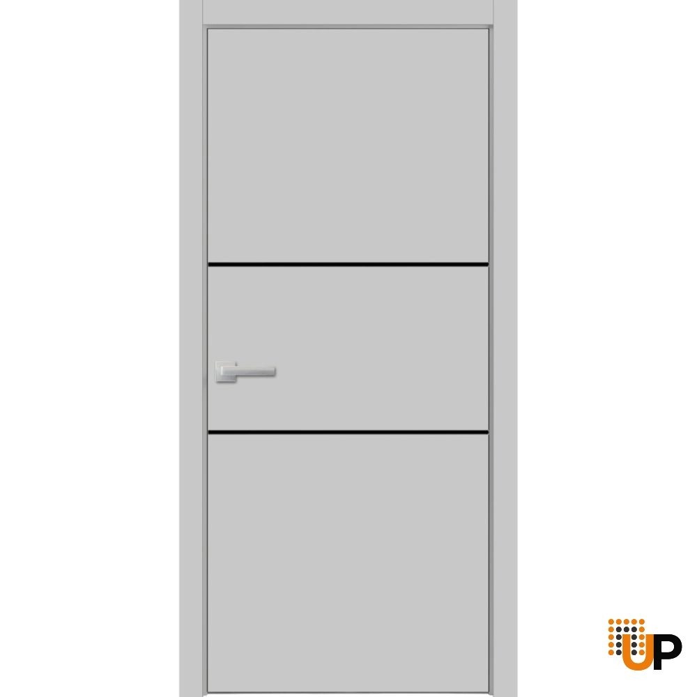 Single solid wood with honeycomb modern interior swing door | Planum 0014 Matte Grey | 18 x 80 photo#1