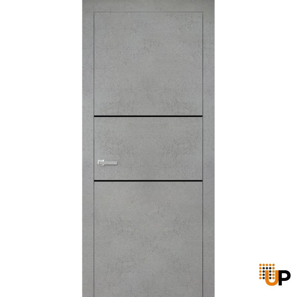 Single solid wood with honeycomb modern interior swing door | Planum 0014 Concrete | 18 x 80 photo#1