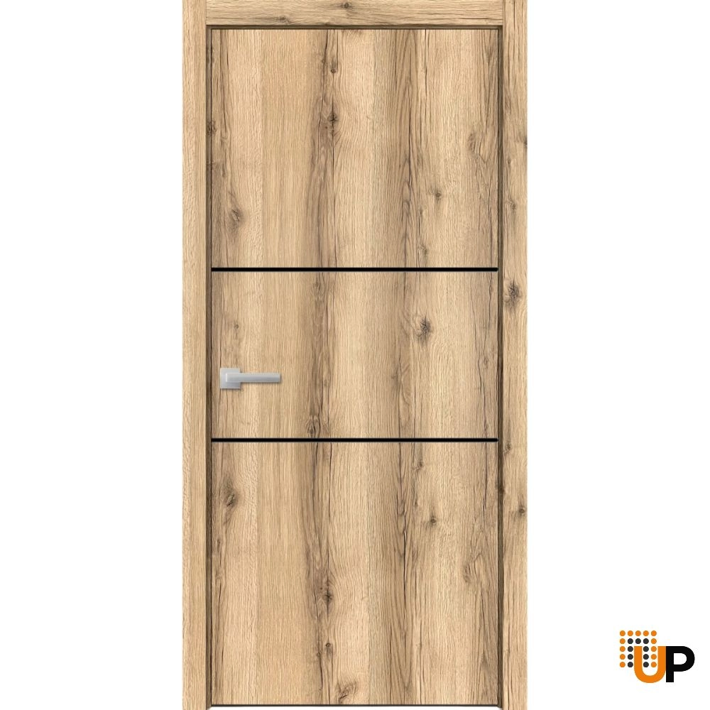 Single solid wood with honeycomb modern interior swing door | Planum 0014 Oak | 18 x 80 photo#1