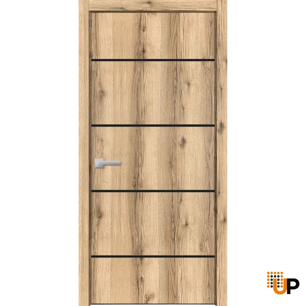 Single solid wood with honeycomb modern interior swing door | Planum 0015 Oak | 18 x 80 photo#1