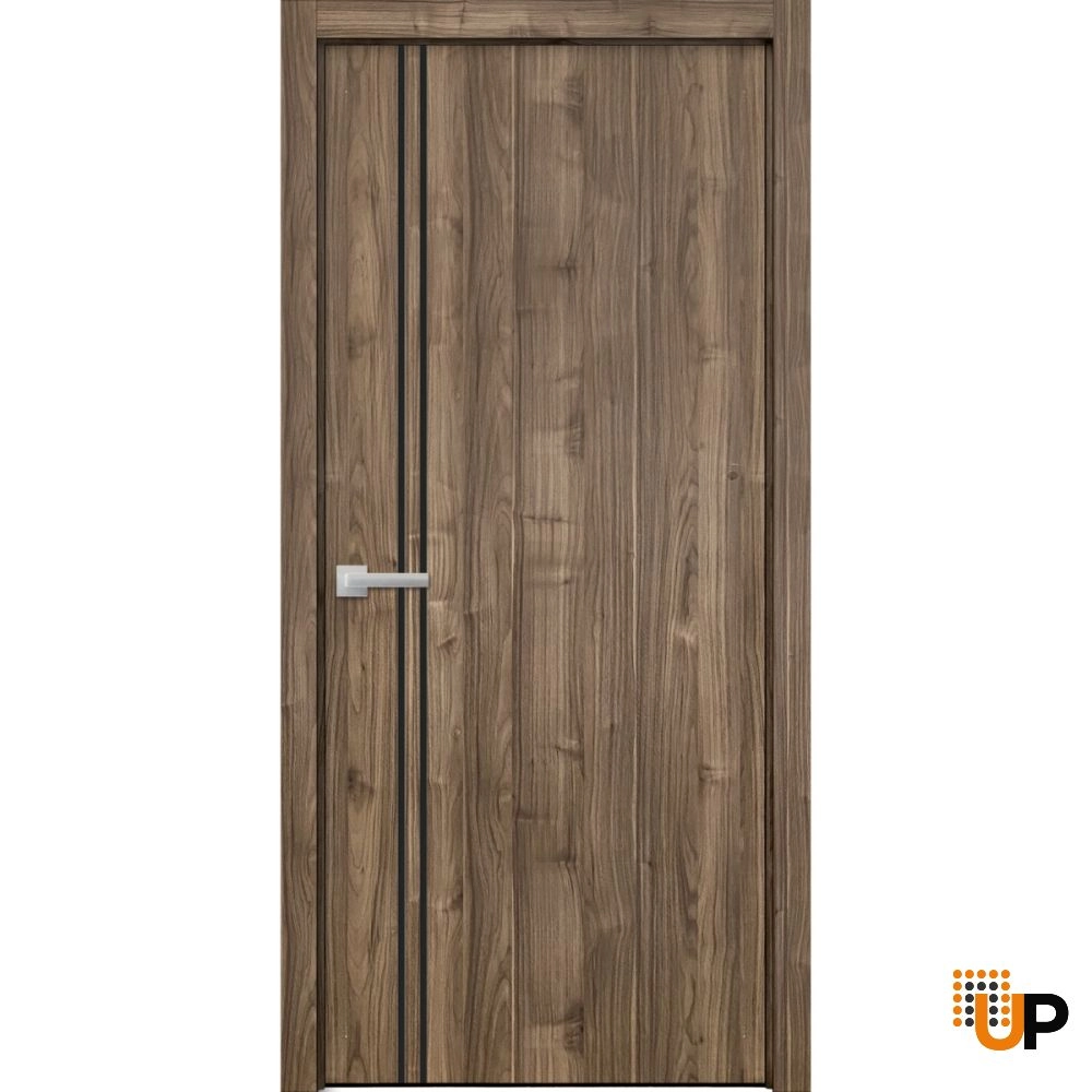 Single solid wood with honeycomb modern interior swing door | Planum 0016 Walnut | 18 x 80 photo#1