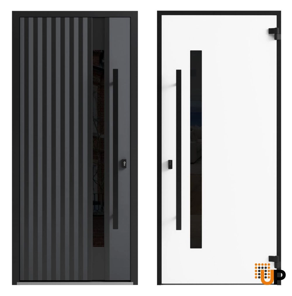 Single swing metal-aluminum modern exterior door with triplex glass | Ronex 0144 Gray | 64 x 96 photo#5