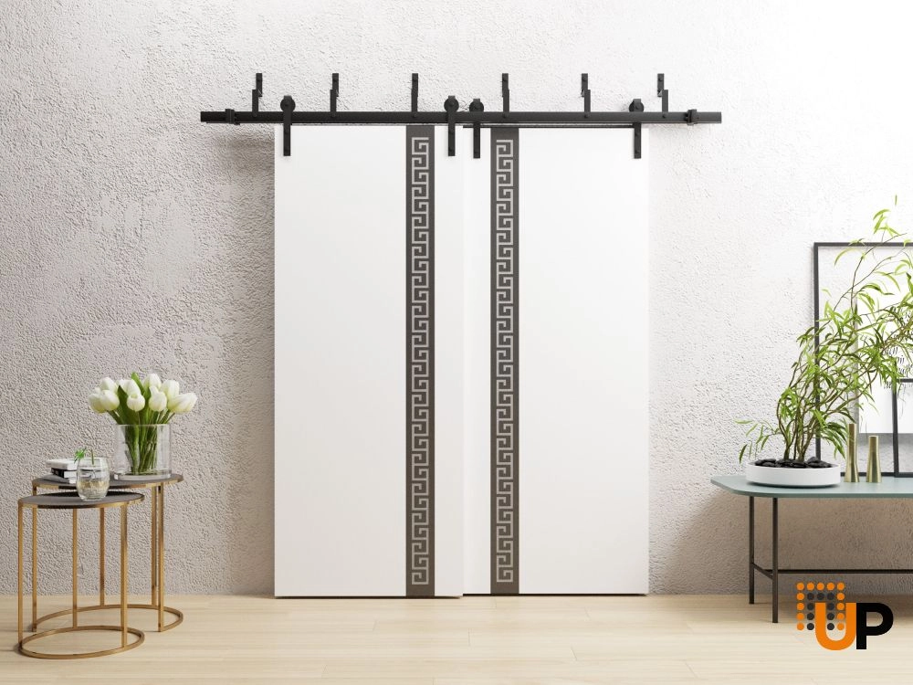 Double solid wood with honeycomb sliding flush interior barn bypass door | Planum 0333 White | 36 x 80 photo#2