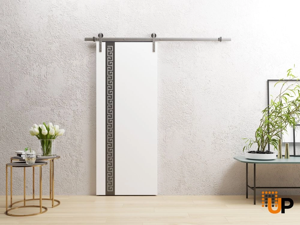 Single solid wood with honeycomb sliding flush interior barn door | Planum 0333 White | 18 x 80 photo#2