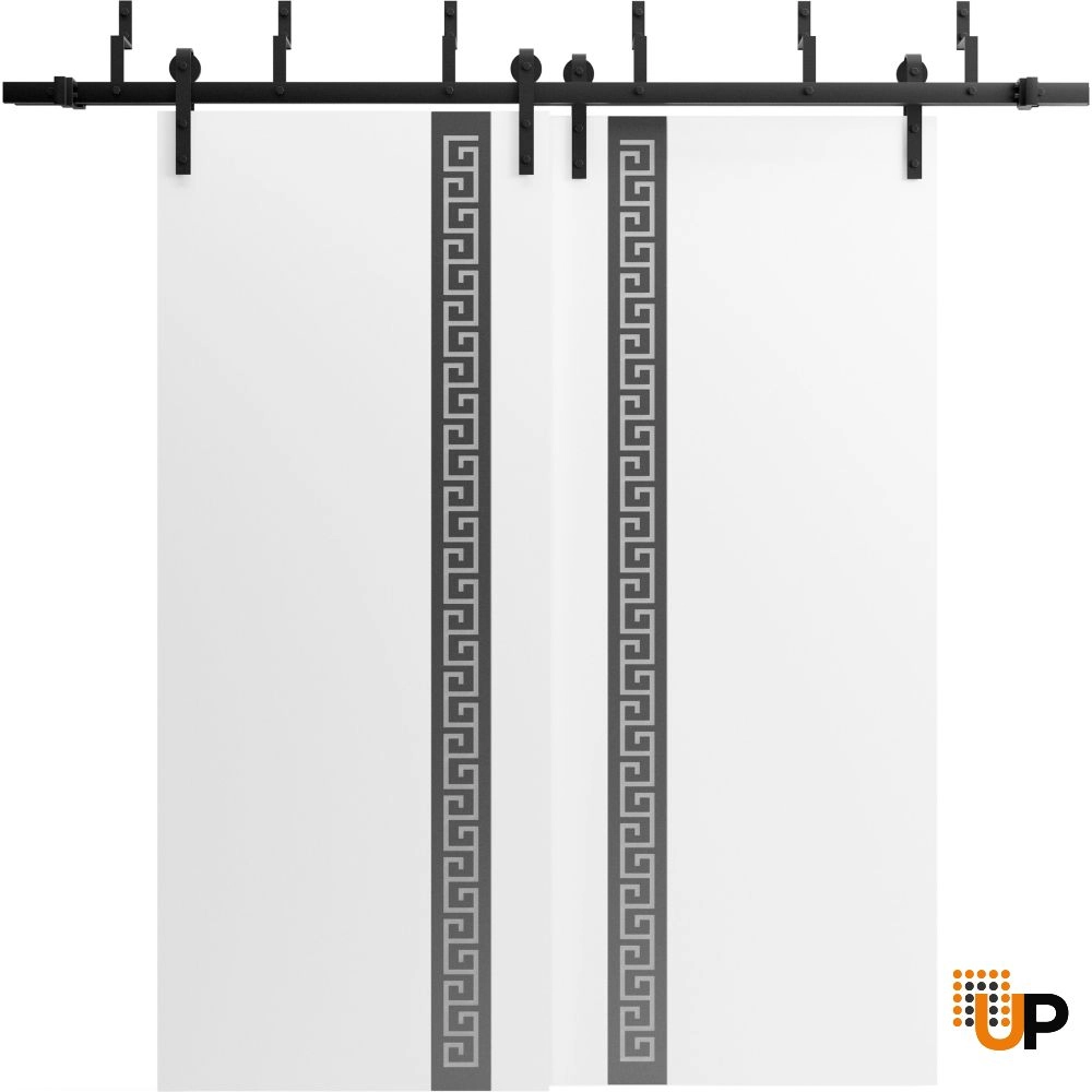 Double solid wood with honeycomb sliding flush interior barn bypass door | Planum 0333 White | 36 x 80 photo#1
