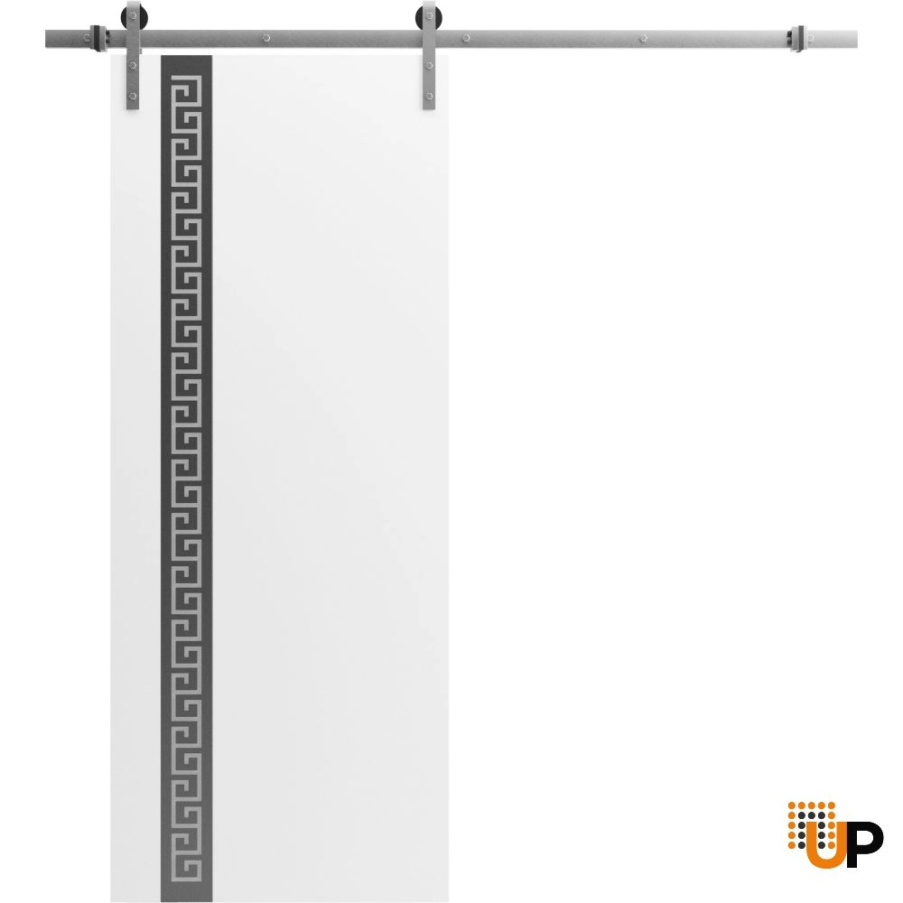 Single solid wood with honeycomb sliding flush interior barn door | Planum 0333 White | 18 x 80 photo#1