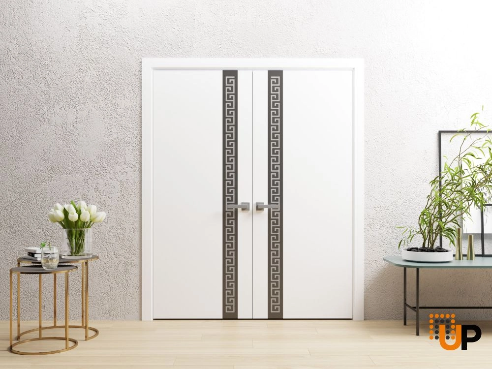 Double solid wood with honeycomb flush interior swing double door | Planum 0333 White | 36 x 80 photo#2