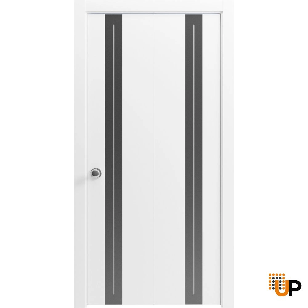 Double solid wood with honeycomb sliding flush interior bi-fold door | Planum 0444 White | 60 x 96 photo#1