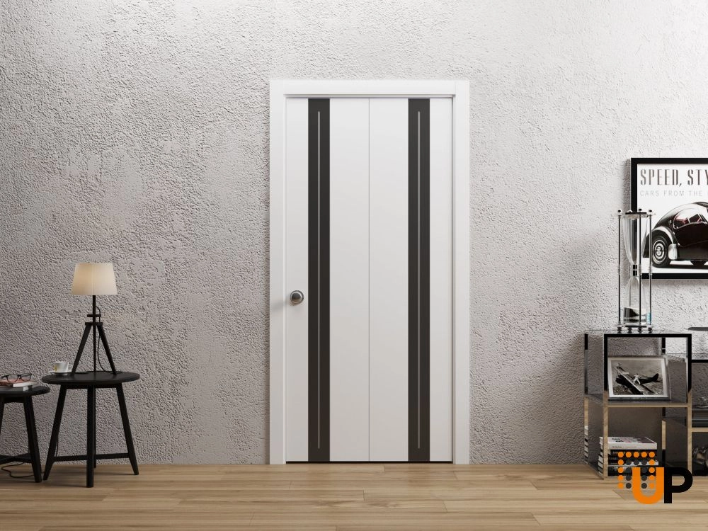 Double solid wood with honeycomb sliding flush interior bi-fold door | Planum 0444 White | 60 x 96 photo#2