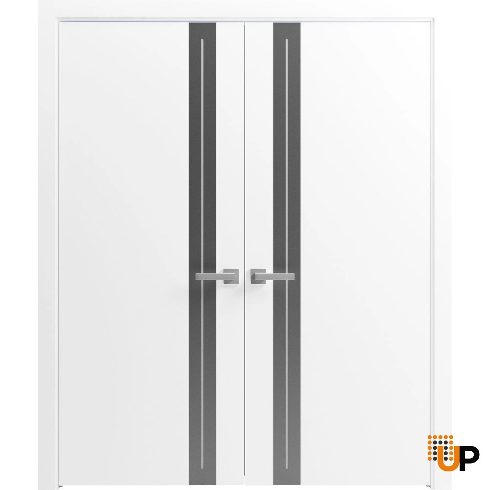 Double solid wood with honeycomb flush interior swing double door | Planum 0444 White | 36 x 80 photo#1