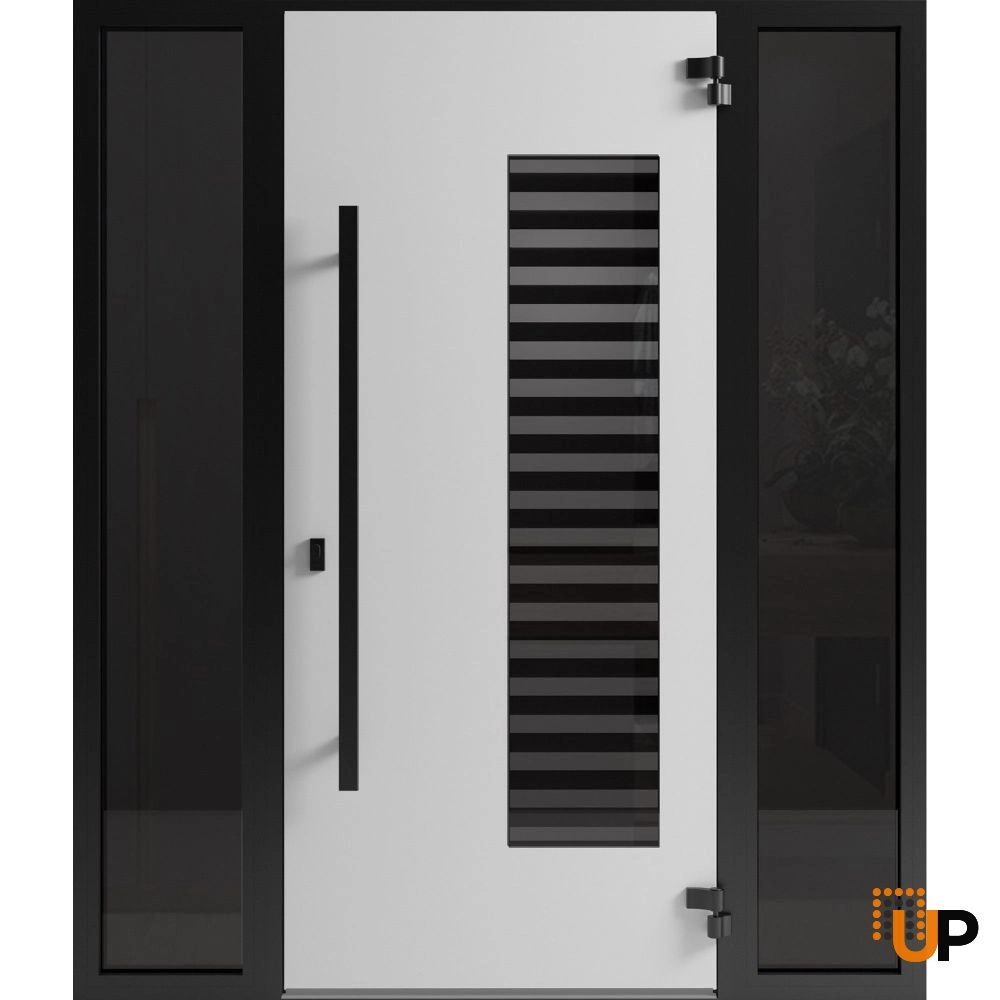 Single swing metal-aluminum modern exterior door with triplex glass | Ronex 0633 Grey | 60 x 80 (12+36+12 x 80) photo#2