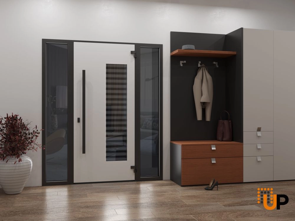 Single swing metal-aluminum modern exterior door with triplex glass | Ronex 0633 Grey | 60 x 80 (12+36+12 x 80) photo#4