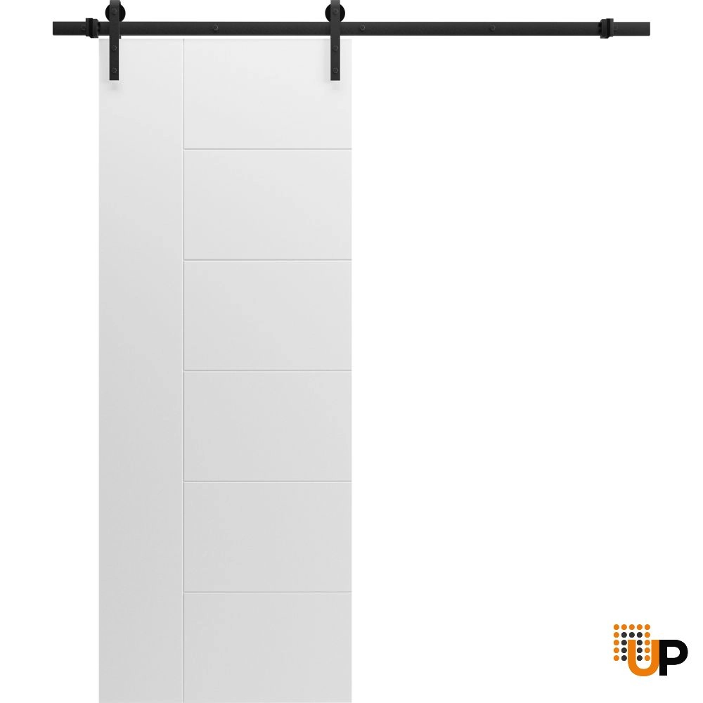 Single solid core sliding interior barn door | Mela 0716 Painted White | 18 x 80 photo#1