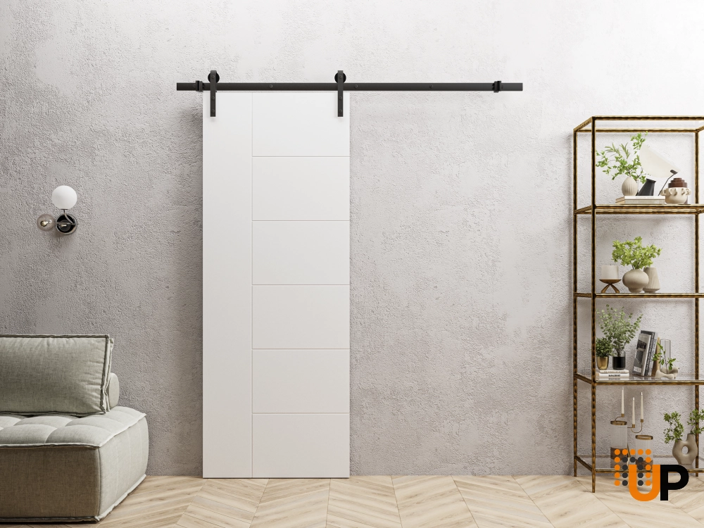 Single solid core sliding interior barn door | Mela 0716 Painted White | 18 x 80 photo#2