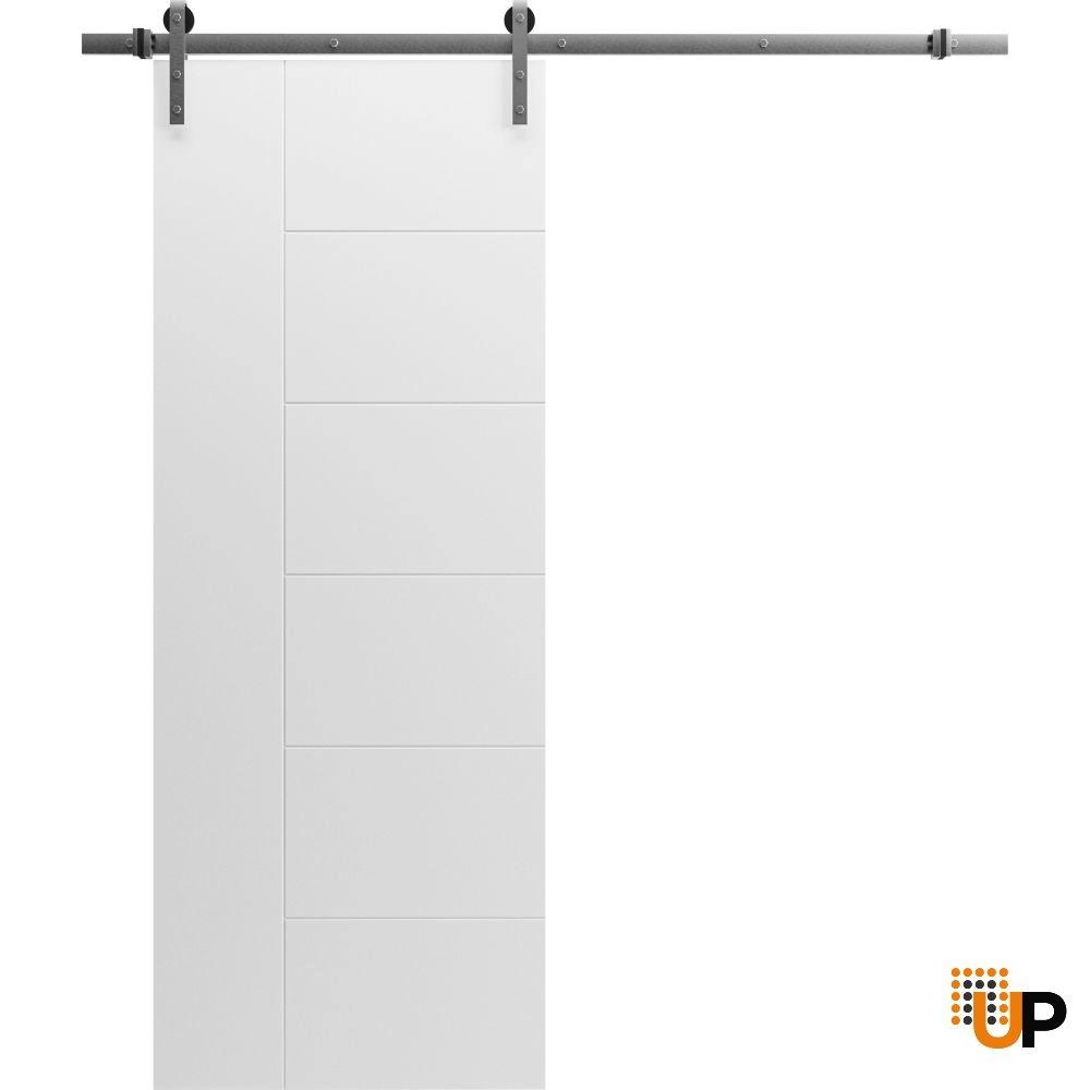 Single solid core sliding interior barn door | Mela 0716 Painted White | 18 x 80 photo#1