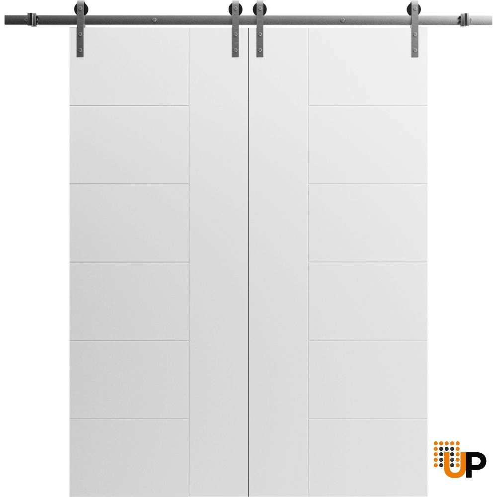 Double solid core sliding classic interior barn double door | Mela 0716 Painted White | 36 x 80 (2* 18x80) photo#1