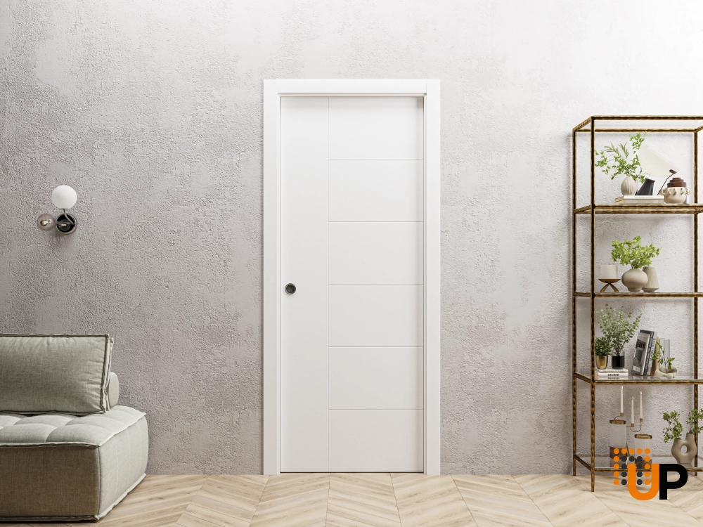 Single solid core sliding interior pocket door | Mela 0716 Painted White | 18 x 80 photo#2