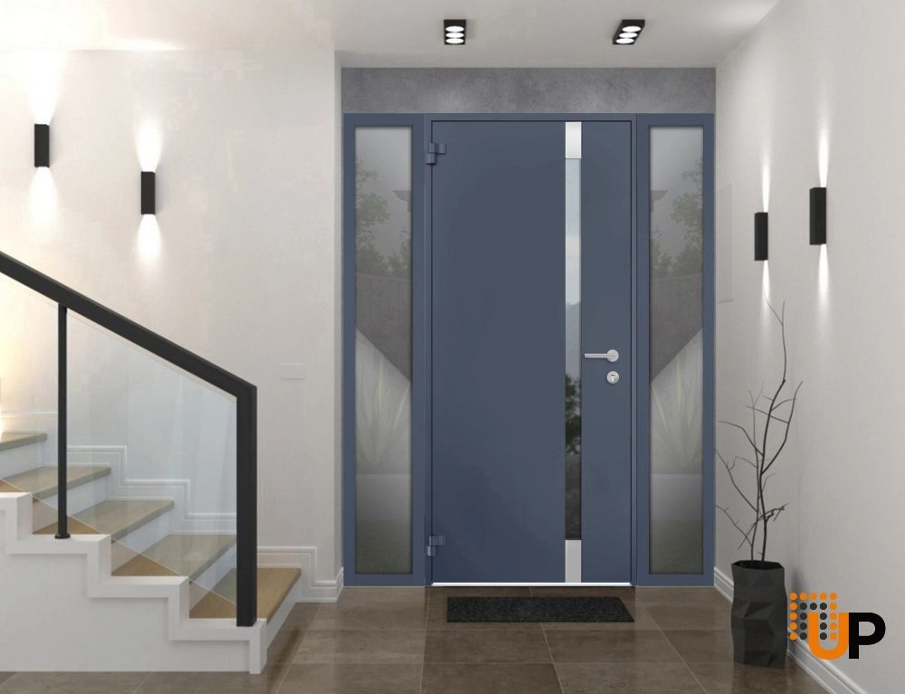 Single swing metal-aluminum modern exterior door with triplex glass | Cynex 6777 Gray Graphite | 60 x 80 photo#3