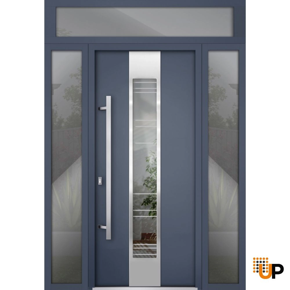Single swing metal-aluminum modern exterior door with triplex glass | Deux 5755 Gray Graphite | 64 x 96 photo#1