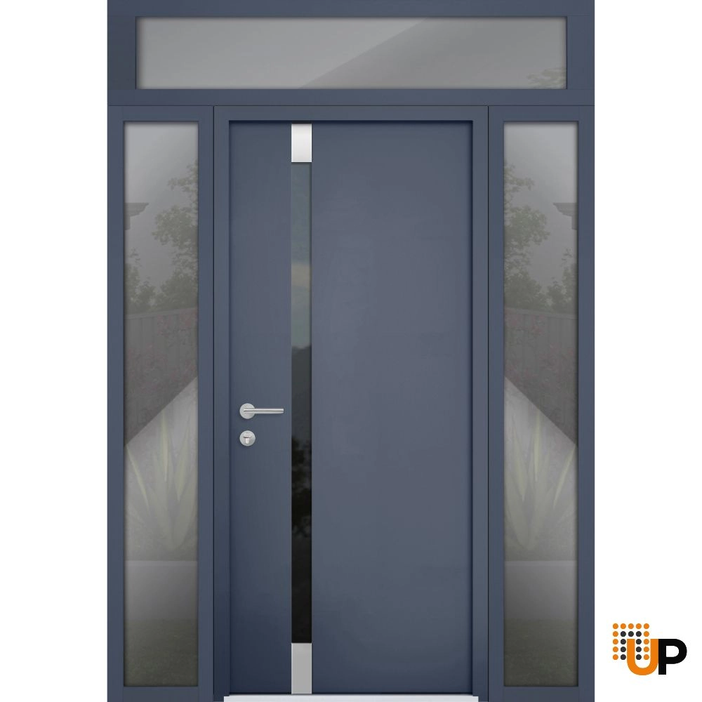 Single swing metal-aluminum modern exterior door with triplex | Cynex 6777 Gray Graphite | 60 x 96 photo#1