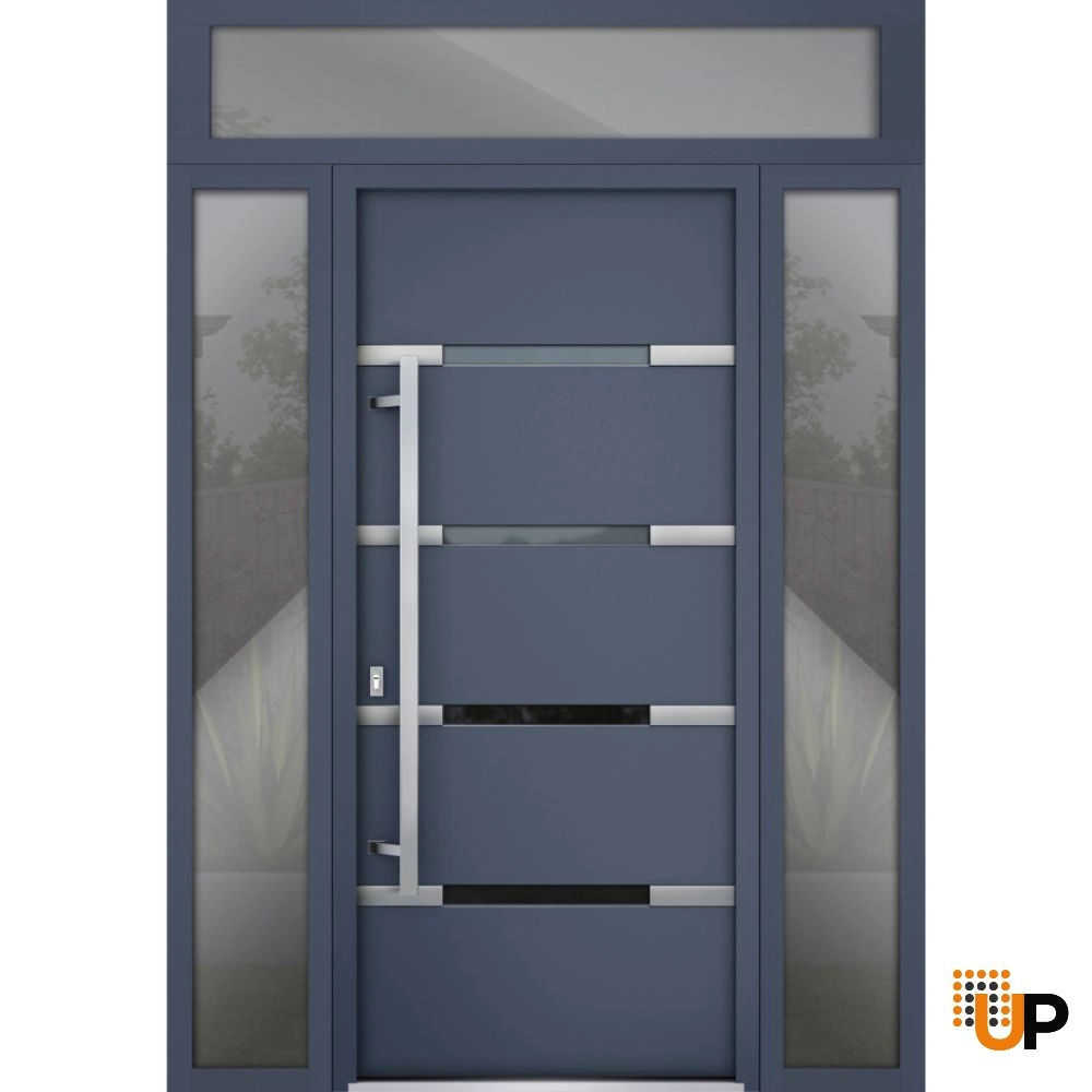 Single swing metal-aluminum modern exterior door with triplex | Deux 1105 Gray Graphite | 60 x 96 photo#1