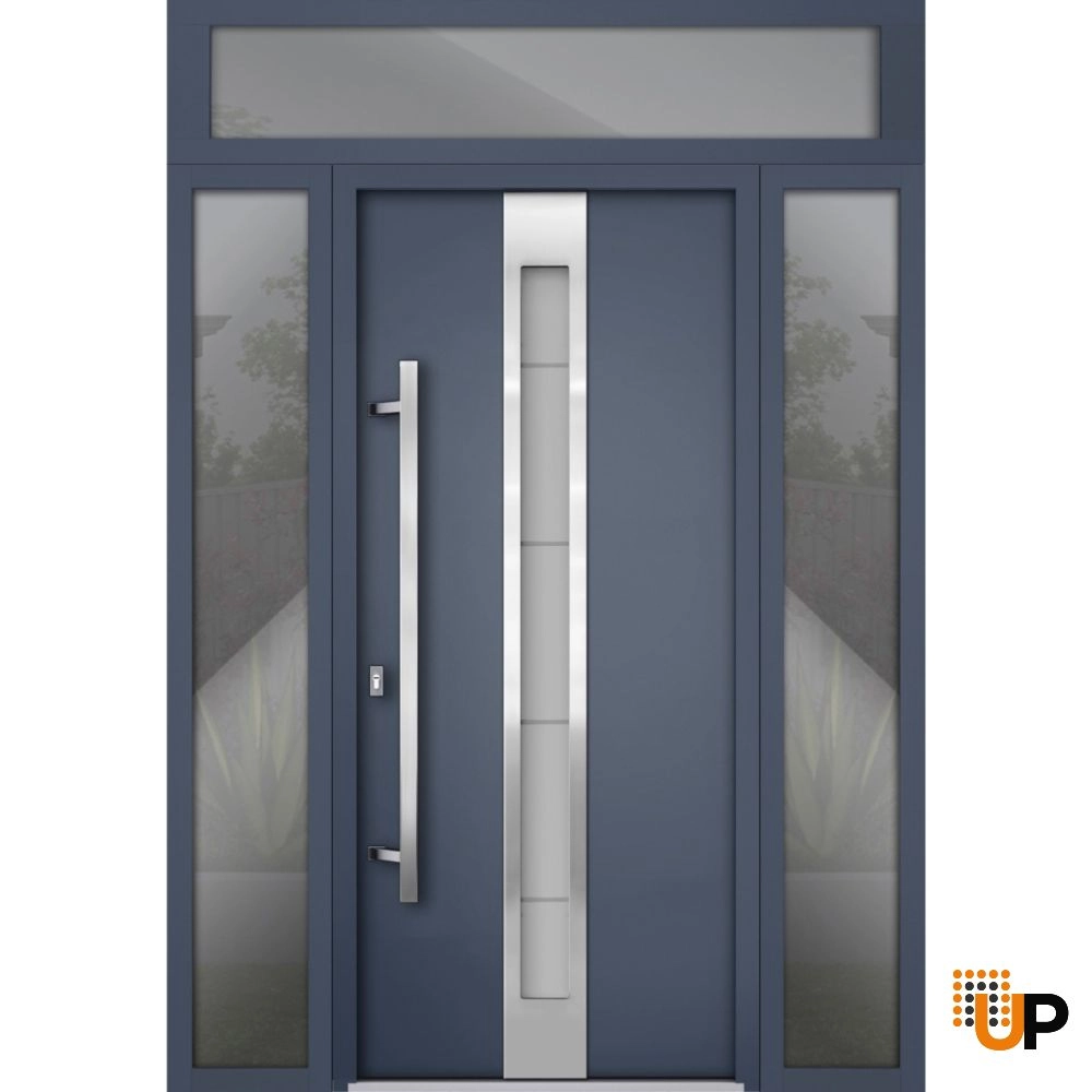 Single swing metal-aluminum modern exterior door with triplex | Deux 1717 Gray Graphite | 60 x 96 photo#1