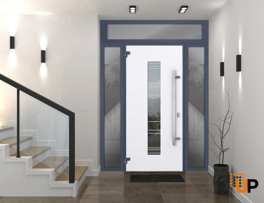 Single swing metal-aluminum modern exterior door with triplex | Deux 5755 Gray Graphite | 60 x 96 photo#2