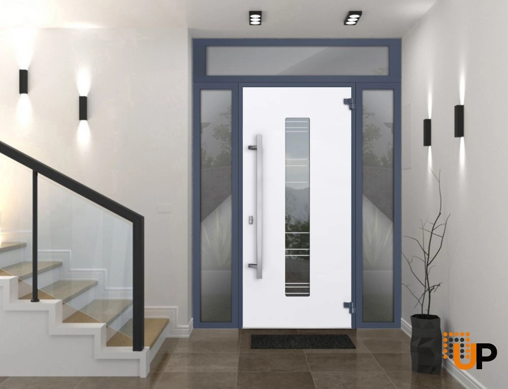 Single swing metal-aluminum modern exterior door with triplex glass | Deux 5755 Gray Graphite | 60 x 96 photo#2