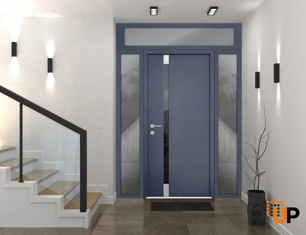 Single swing metal-aluminum modern exterior door with triplex glass | Cynex 6777 Gray Graphite | 60 x 96 photo#2