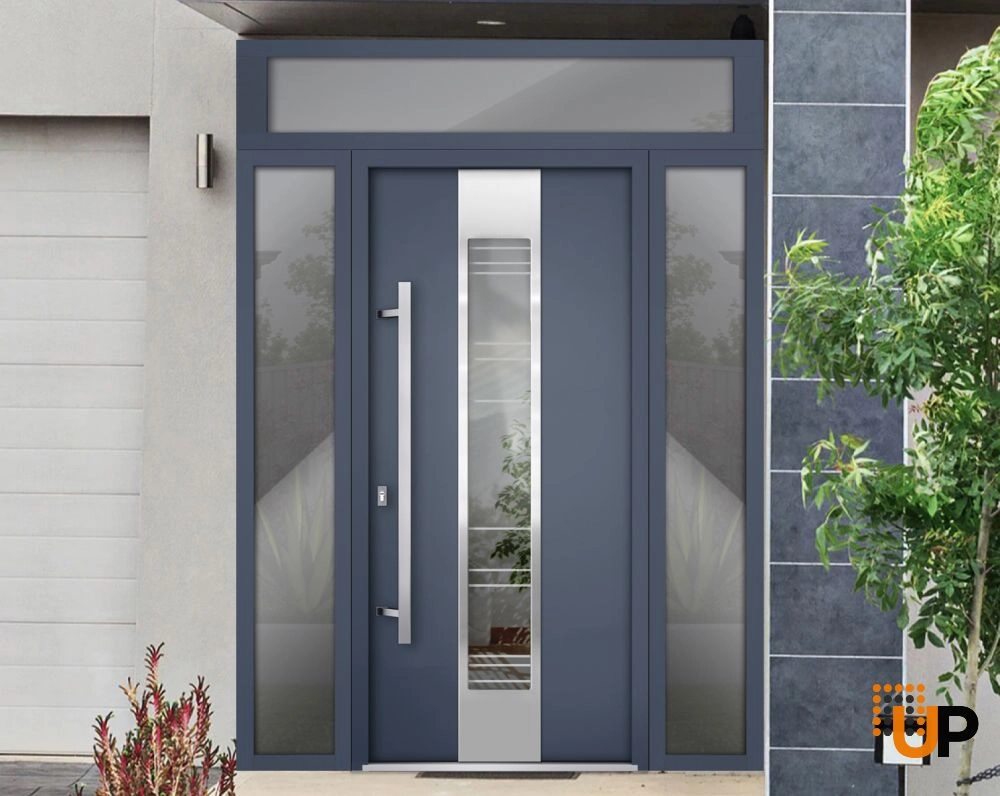 Single swing metal-aluminum modern exterior door with triplex | Deux 5755 Gray Graphite | 60 x 96 photo#3