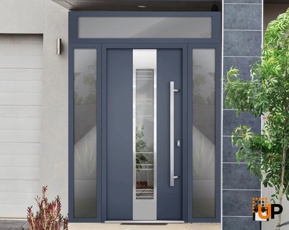 Single swing metal-aluminum modern exterior door with triplex glass | Deux 5755 Gray Graphite | 60 x 96 photo#3