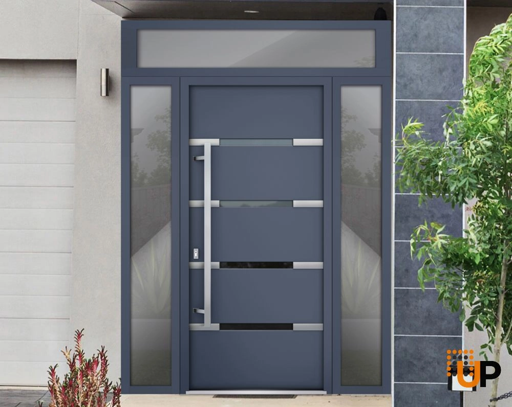 Single swing metal-aluminum modern exterior door with triplex glass | Deux 1105 Gray Graphite | 68 x 96 photo#3