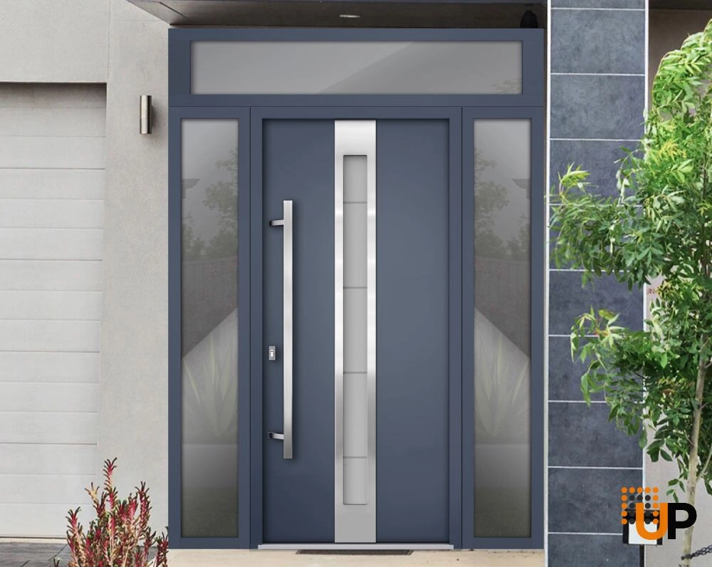 Single swing metal-aluminum modern exterior door with triplex | Deux 1717 Gray Graphite | 60 x 96 photo#3